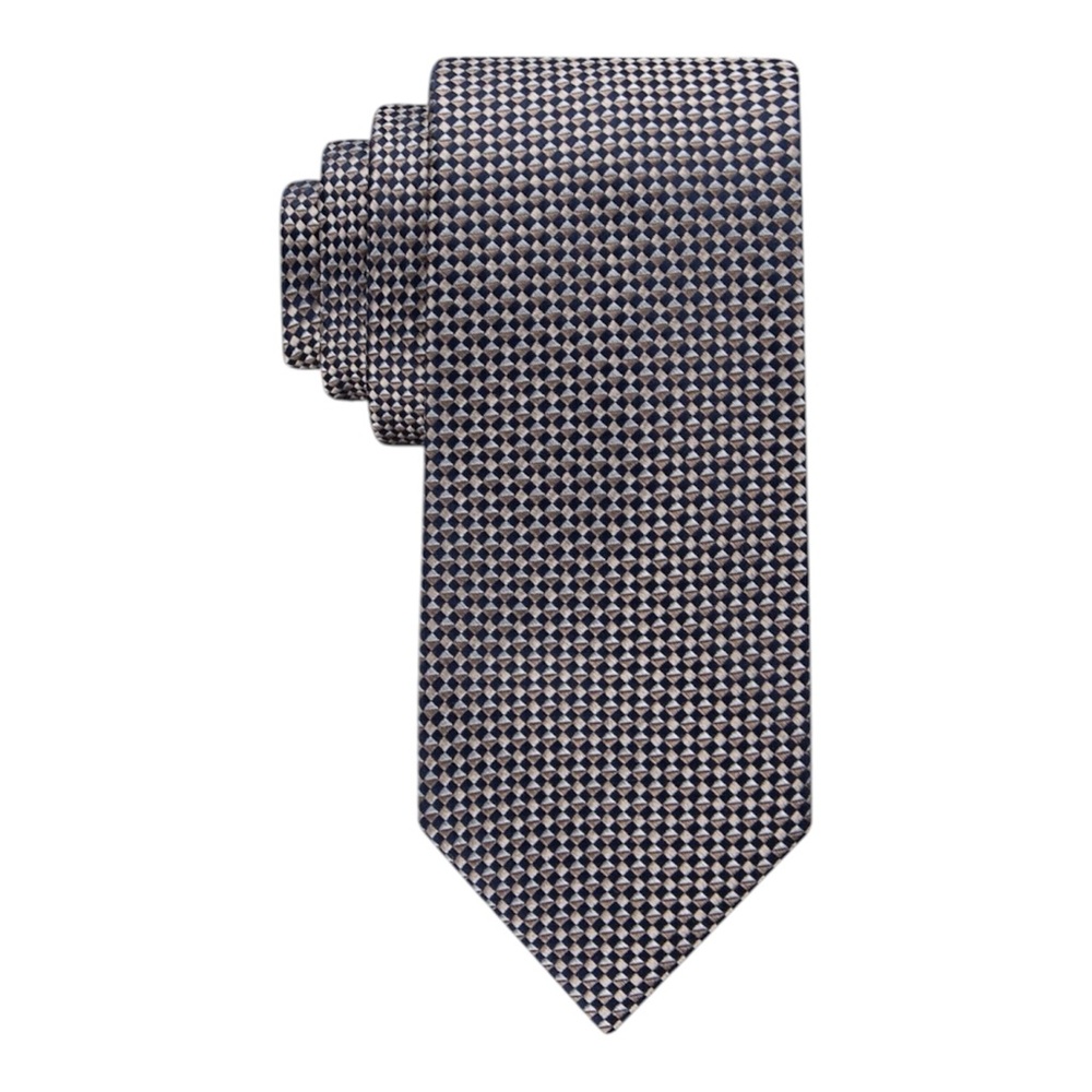 Tommy Hilfiger Mens Micro Geographic Tie Navy taupe ONE SIZE